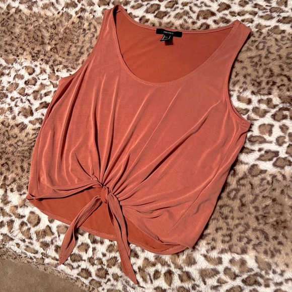 Forever 21 Rose Pink tank top with tie at the bottom; Only worn once. - Picture 1 of 3